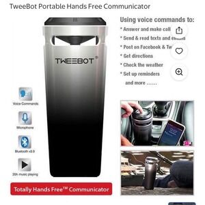 NIB TweeBot Portable Hands Free Communicator Voice Activated Bluetooth Speaker